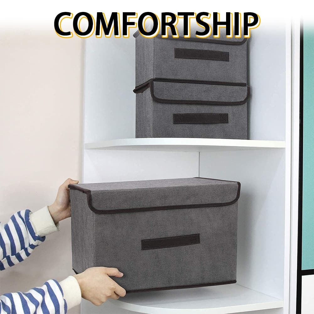 COMFORTSHIP>>Caixas de armazenamento de tecido, caixa de armazenamento com tampa organizador de cesta dobrável