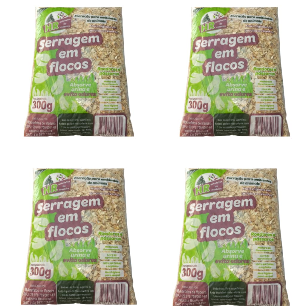 Kit 4 serragem em Flocos Para Hamster Maravalha 300g