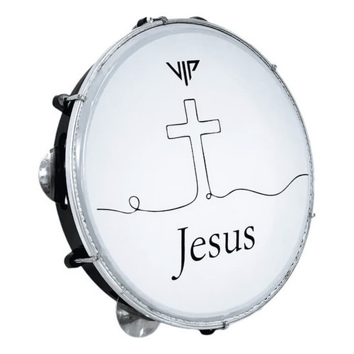 Pandeiro Profissional 10 Pele Leitosa Jesus Corpo Abs Chave Afinação