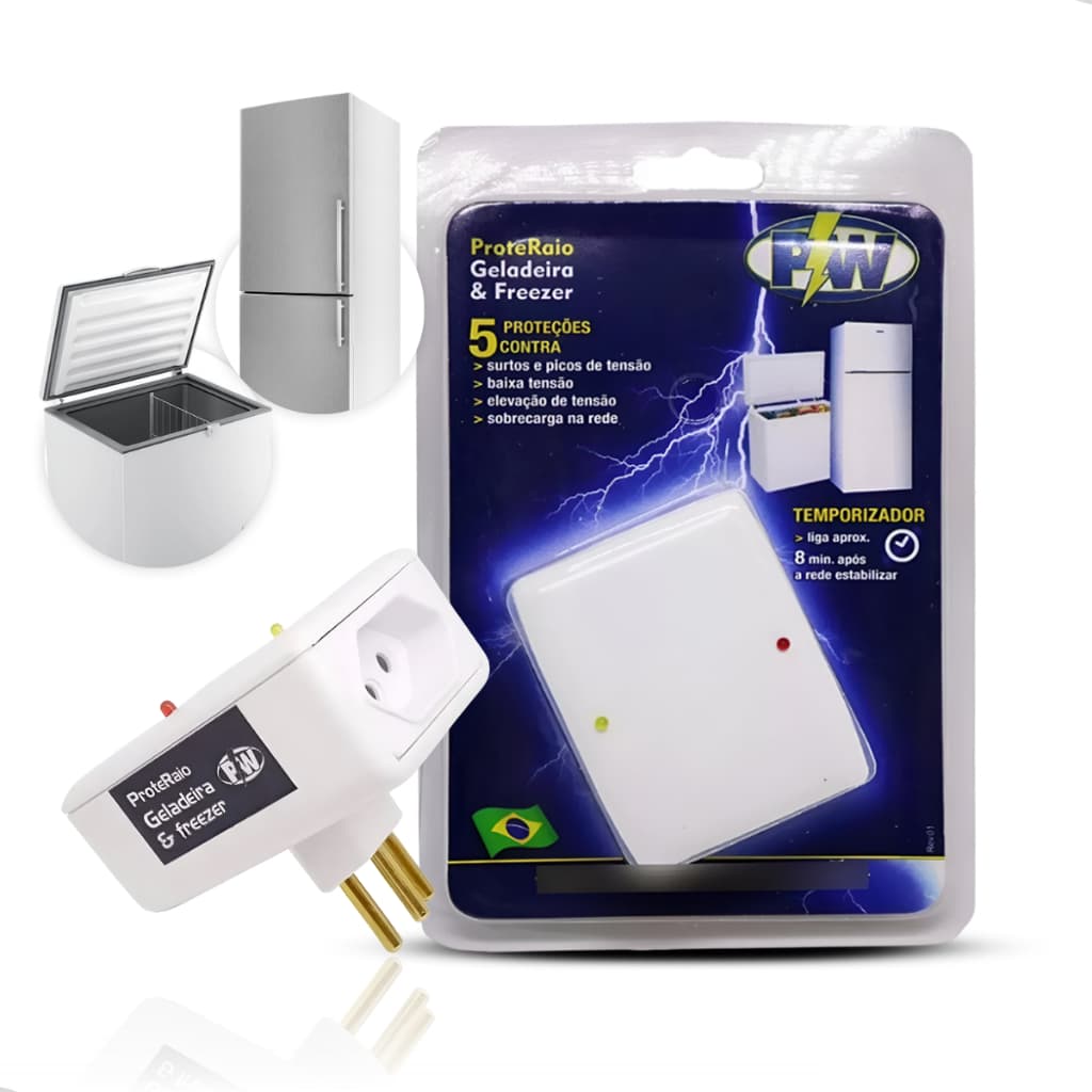 Protetor De Geladeira e Freezer Quedas De Energia contra Raios e Surtos Temporizador