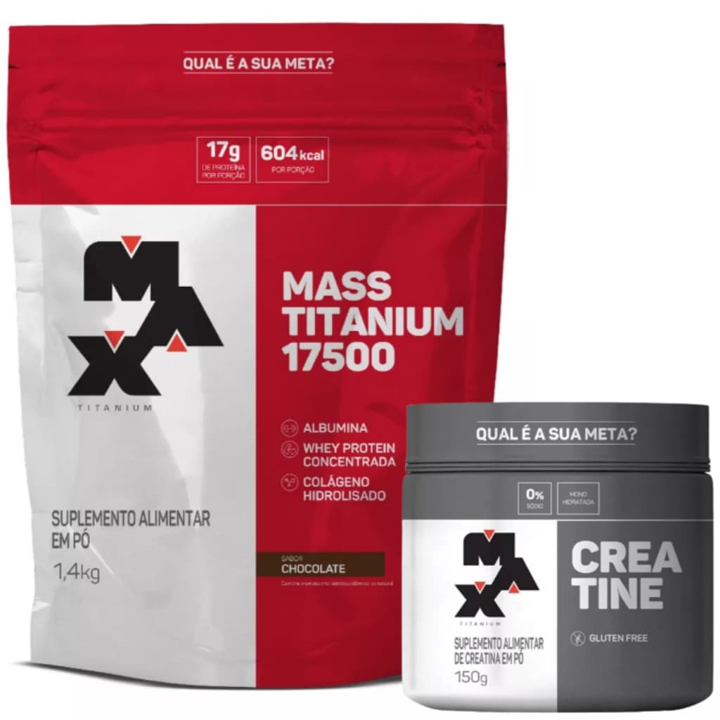 Hipercalórico Mass Titanium 1.4KG + Creatina Pura 150g - Max Titanium
