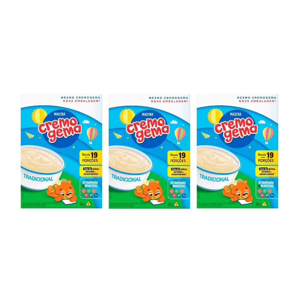 Kit Com 3 Unidade Maizena Cremogema Tradicional 380g