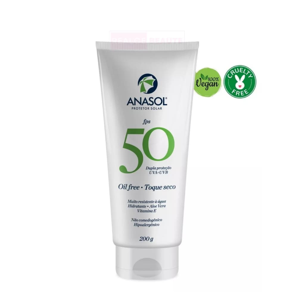 Protetor Solar Corporal Anasol Fps 50 Oil Free, Toque Seco com Aloe Vera e Vitamina E 200g