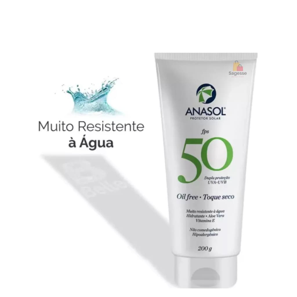 Protetor Solar Corporal Anasol Fps 50 Oil Free, Toque Seco com Aloe Vera e Vitamina E 200g