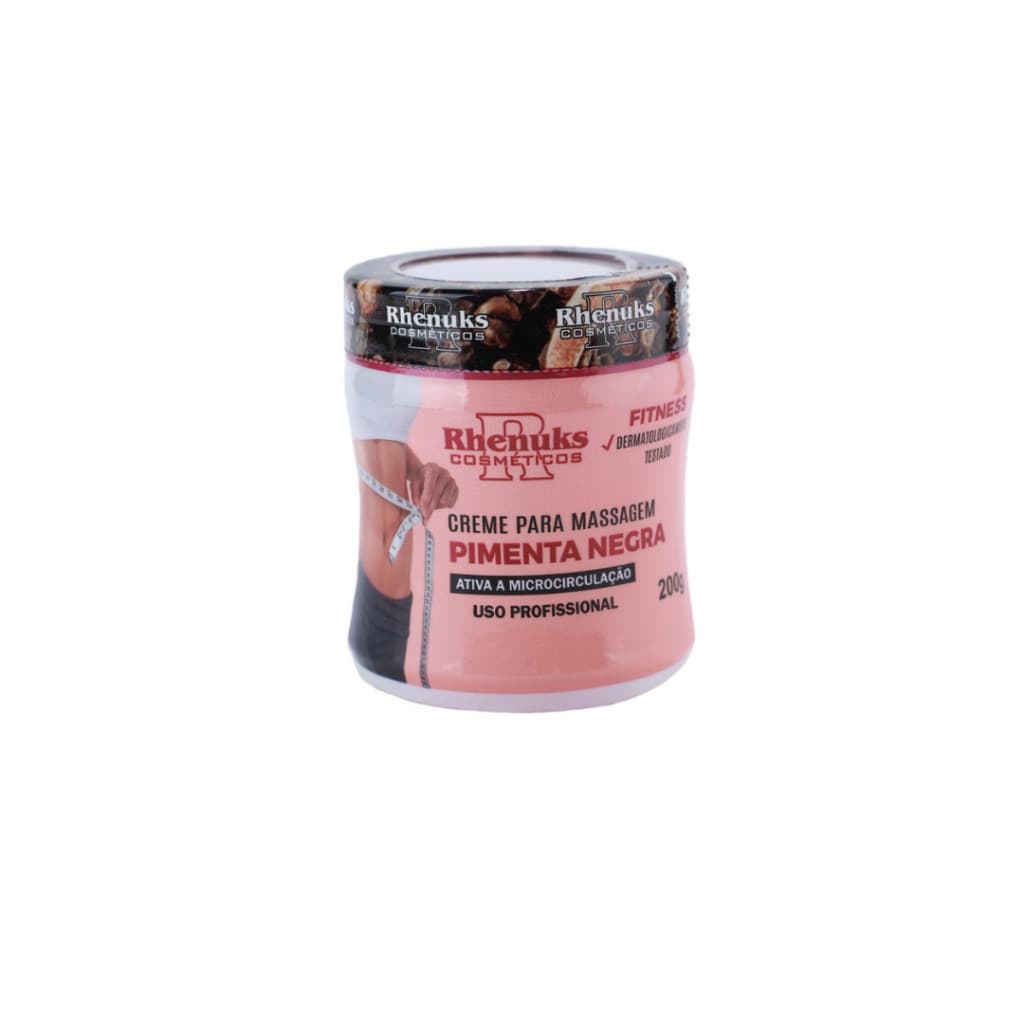 Creme PIMENTA NEGRA Redutor de Medidas 200g - Rhenuks Cosméticos