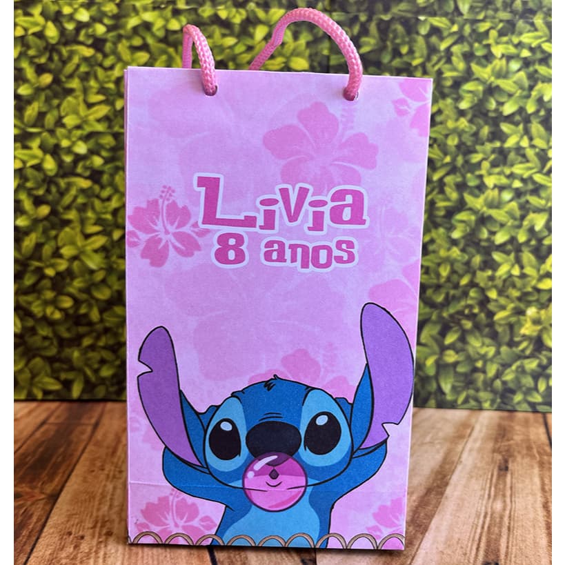 10 Sacolinhas Personalizadas Festa Stitch Personalizado Com Nome e Idade  Stitch Chiclete