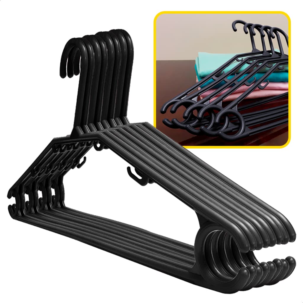 120 Cabides para Roupa Plástico Preto Adulto Reforçado Perfumado Antideslizante