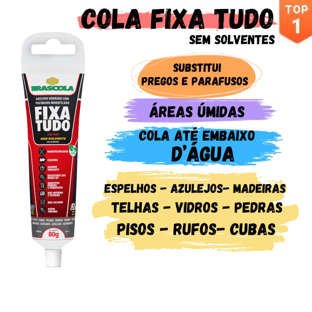 Cola Adesivo Fixa Tudo híbrido 80 g BRASCOLA