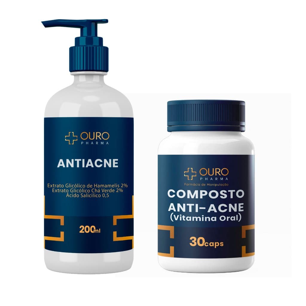 Kit Antiacne Sabonete Líquido Antiacne 200ml + Composto Antiacne 30 Cápsulas