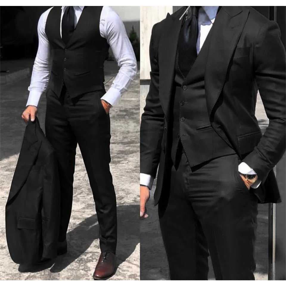 Terno Masculino Oxford Euro - Gramatura 180 - Grosso - Completo Preto Luxuoso (Paleto+calça+colete) Mais Vendido - 2026