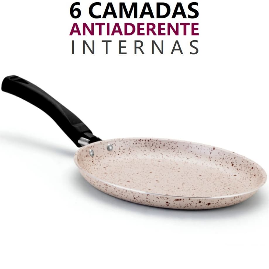 Panquequeira - Tapioqueira - Frigideira  - 22 cm - Bege Stone