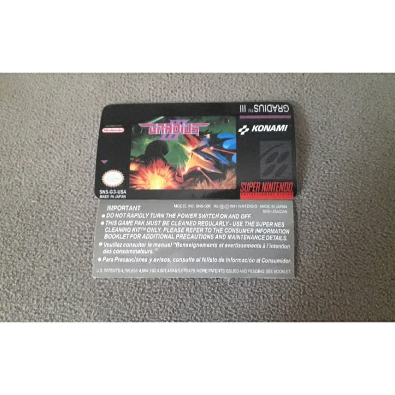 Label Frontal +Traseiro Gradius 3 P/ Cartucho Super Nintendo Aproveite!
