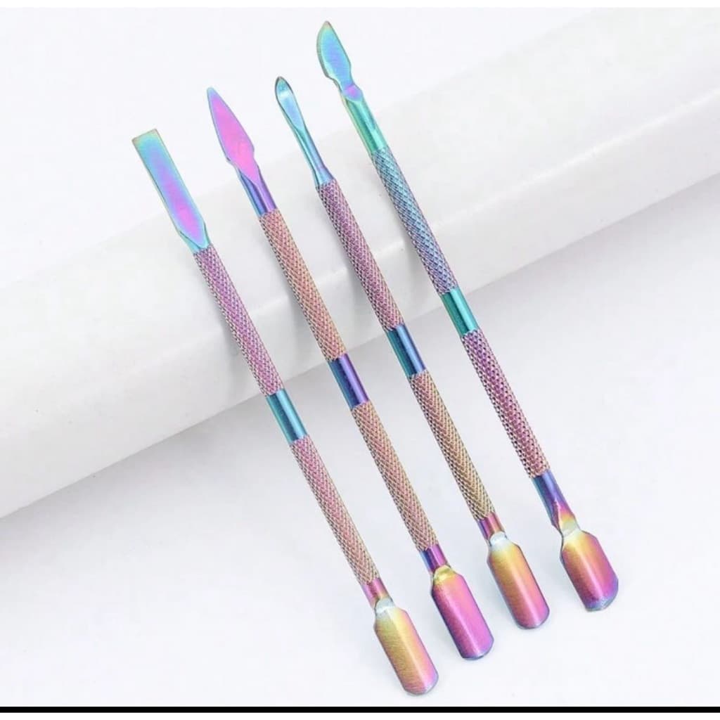 Kit 4 peças Completo de Instrumentais de Manicure Dupla Cabeça para Remoção de Cutícula em Aço Inoxidável Unhas