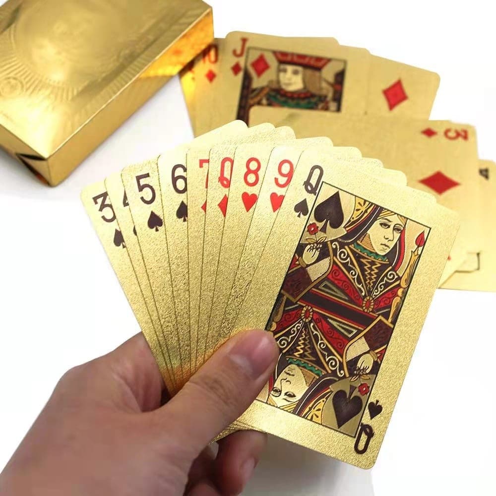 Baralho Dolar Dourado Ouro Folheado A Prova D'agua Poker 54 Cartas