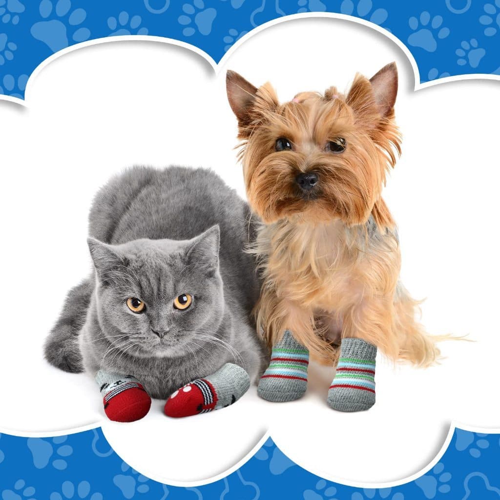 4 peças de Meia Para Pet Cães Gatos Antiderrapante Sapatos Socks Frio