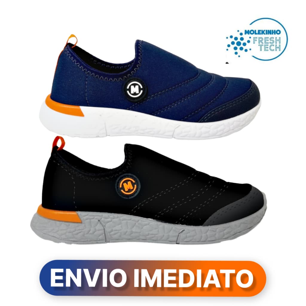Tênis Infantil Masculino Molekinho Confortável Macio Sem Cadarço Calce Fácil Criança