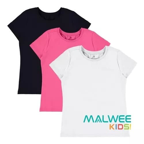 Camiseta Menina Malwee Manga Curta com Elastano