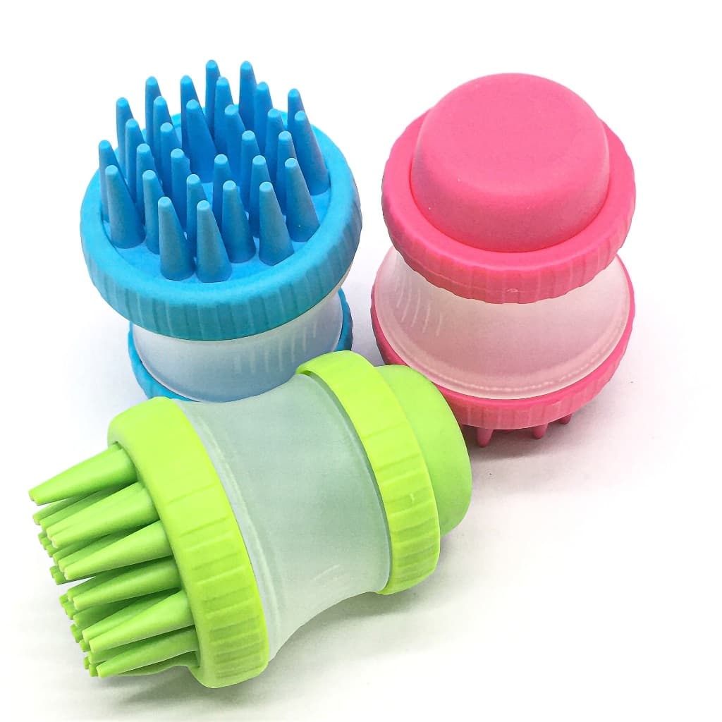 Escova Massageadora De Banho Para Pet Com Dispenser De Shampoo Silicone - A741