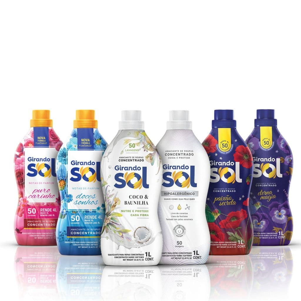 Amaciante de Roupas Concentrado 1L Girando Sol (Coco Baunilha Magia Carinho Doces Sonhos Paixão)