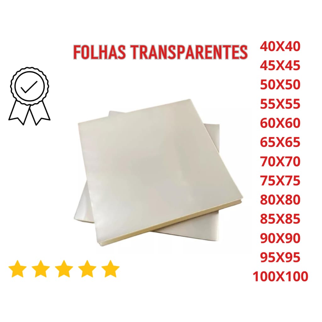 Folhas Transparente Tipo Celofane Alta Qualidade Tamanhos Grandes
