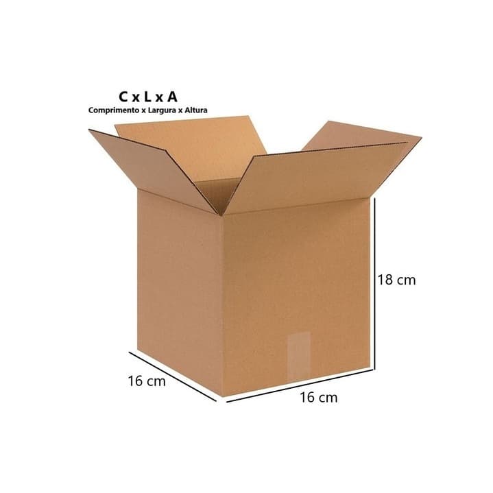 50 Unidades Caixa de Papelão tipo Maleta Reforçada 16x16x18 Correios Sedex Direto da Fábrica