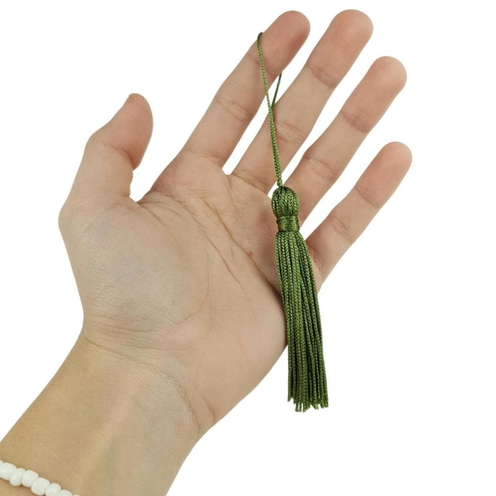Pingente De Seda Tassel - Franja - Verde Oliva - Com 20 Unidades - BRX