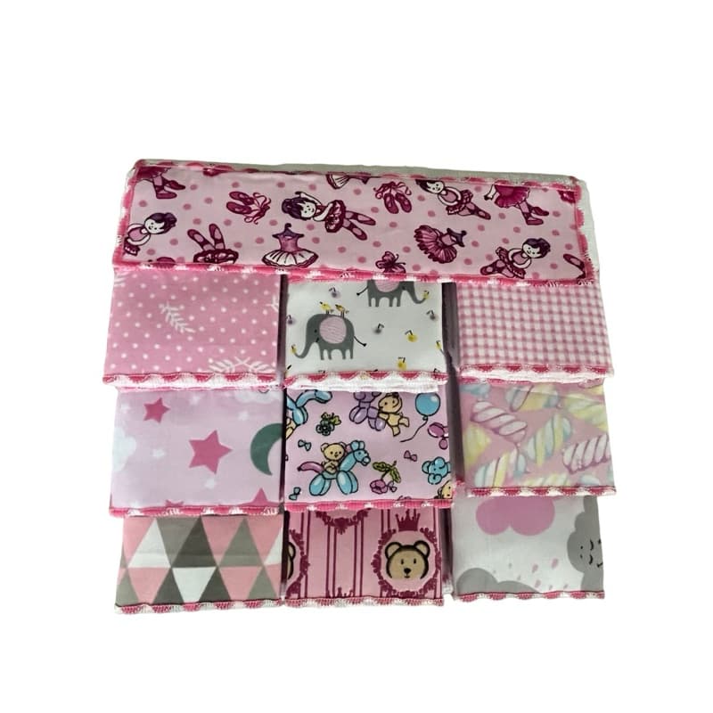 Kit com 10 toalhinhas de boca tecido felpudo extra macio para meninos e meninas