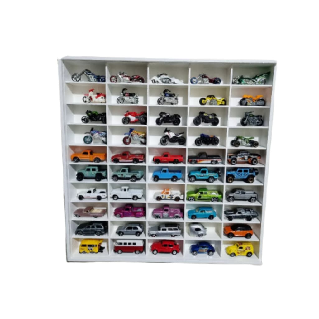 Expositor Estante hotwheels Branco 50 miniaturas