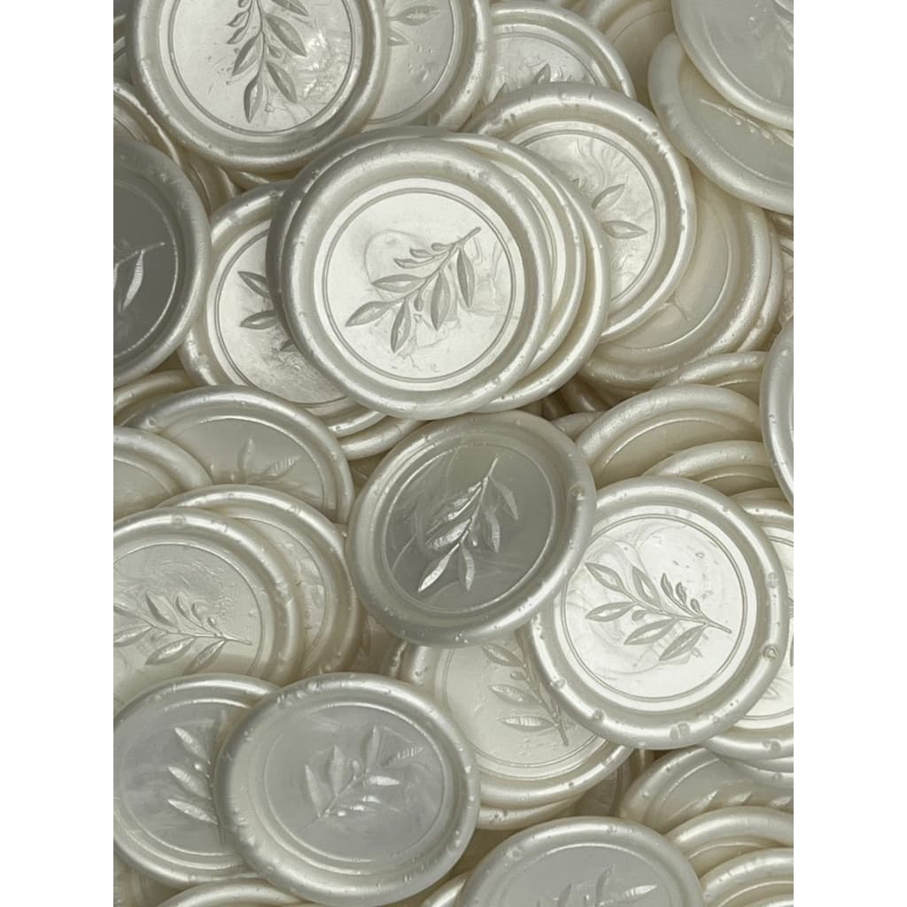 Kit 50 Lacres De Cera Folha Branco Perolado