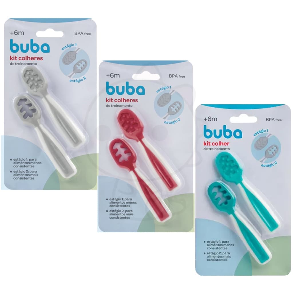 Colher 2 Estágios Buba Treinamento Auto Alimentação Cinza Para Bebês buba