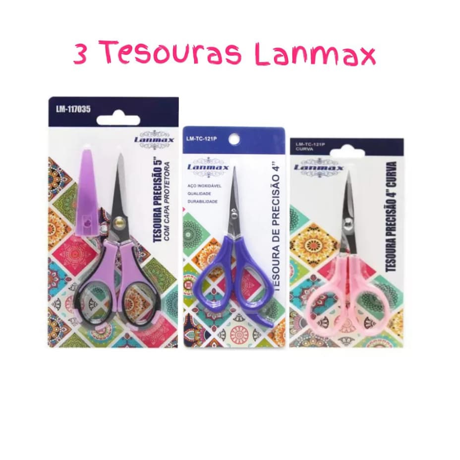 Kit 3 Tesouras de Precisão Lanmax e Westman