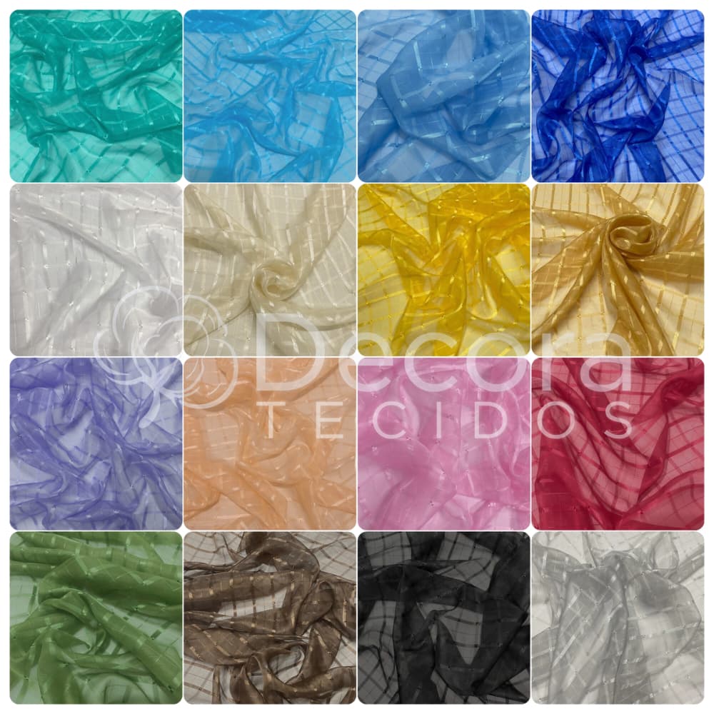 Tecido Voil Voal Xadrez 3m x 3m largura Diversas Cores