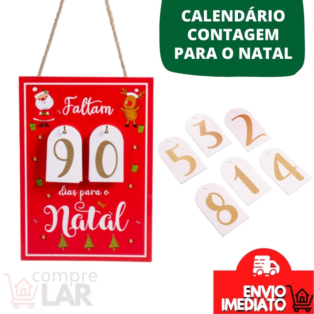 Calendário Contagem Regressiva Para Natal Placa Decorativa Natalina Mdf Decoração Quadro Papai Noel