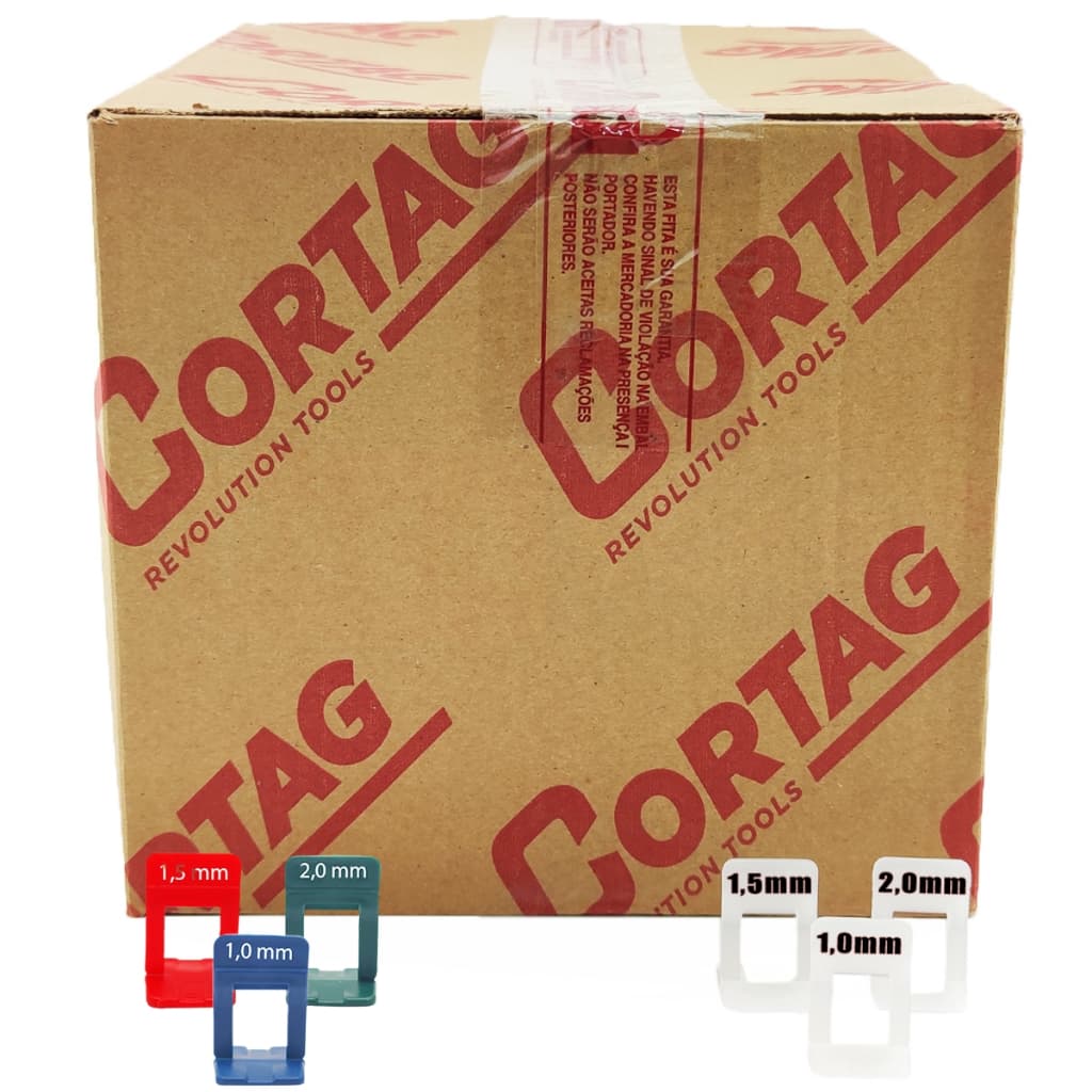 1000 Espaçadores Niveladores 1,0mm / 1,5mm / 2,0mm Para Nivelamento, Piso e Porcelanato - Cortag