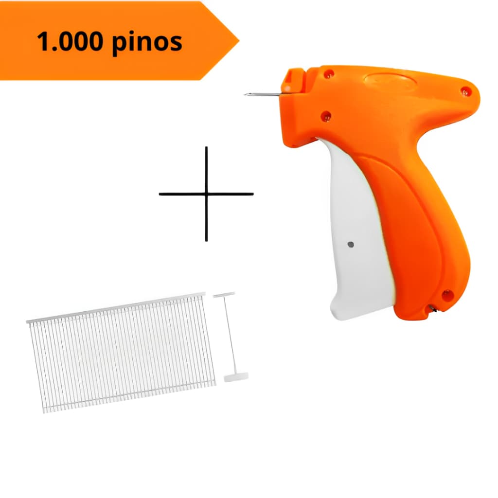 Aplicador de Tag Etiquetadora + 1000 Pinos Plásticos para Roupas e Tecidos Aplicadora Tags