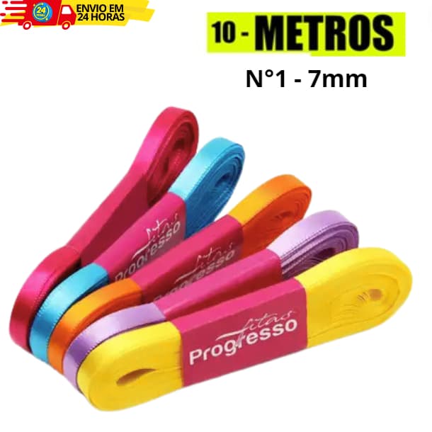 Fita Cetim Nº1 - 7 mm Progresso - 10 METROS