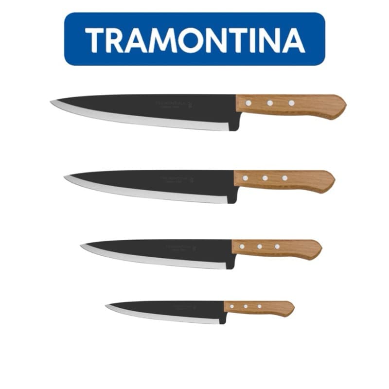 Faca Carbono Peixeira Cabo de Madeira N° 05, 06, 07, 08 - Facas pretas para cozinha e outros fins