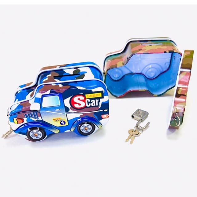 Cofrinho De Metal Com Cadeado E Chave Formato Carro