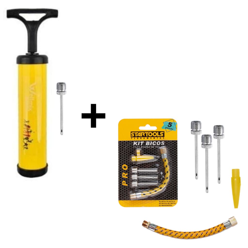 Bomba De Ar Para Encher Bolas Com Bicos E Mangueira