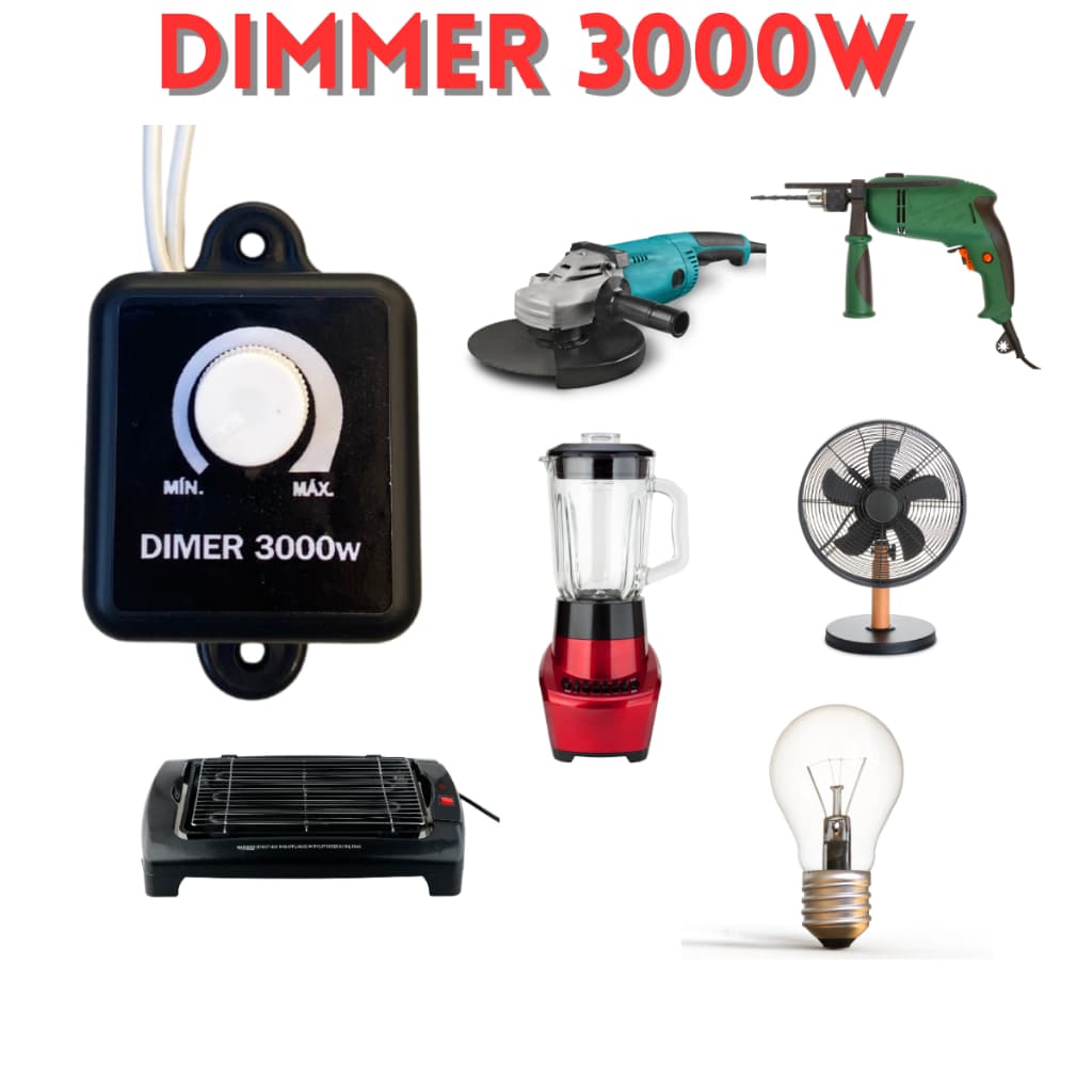 Dimmer 3000w Controlador de Velocidade Bivolt para Esmerilhadeira Lixadeira Dimer