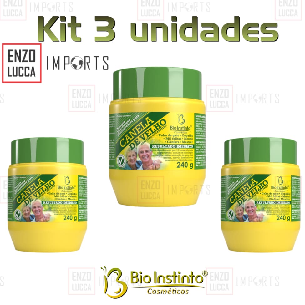 Kit 3 Unidades Pomada Massageadora Canela de Velho 240g Bio Instinto
