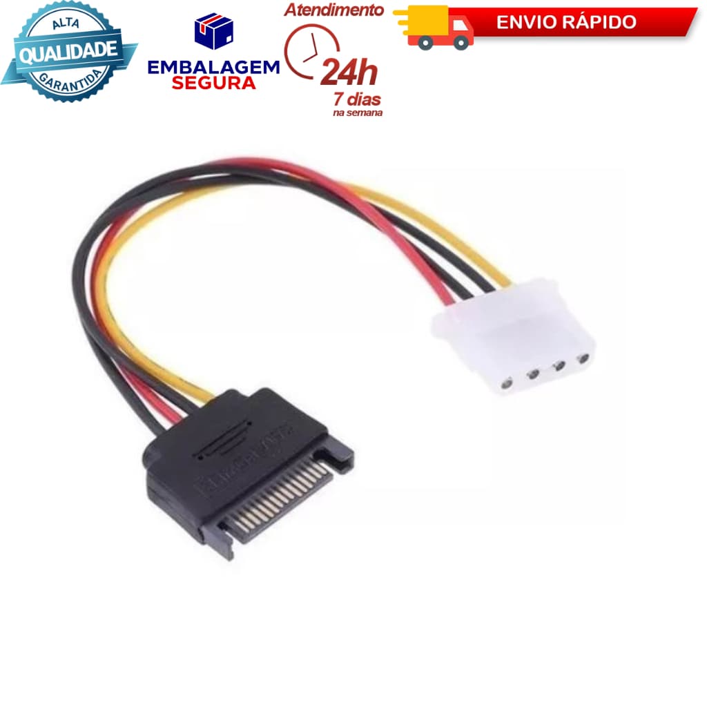 Cabo Sata Macho Para Ide Molex Fêmea P/ 4 Pinos
