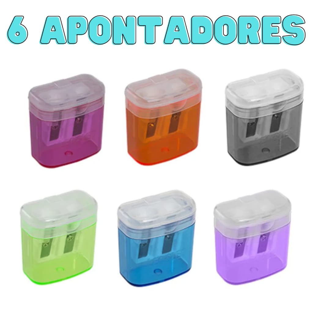 Apontador Duplo Cestinha Com Depósito Leo & Leo- 6 UNIDADES