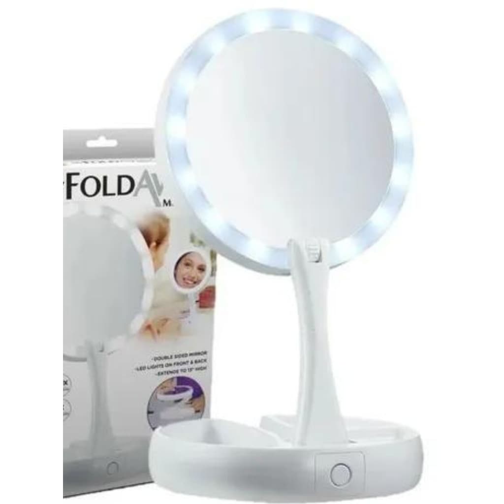 Espelho Com Led KIT1 A 4 De Mesa Com Aumento 10x Led Luz Dobravel Para Maquiagem Pronta Entrega