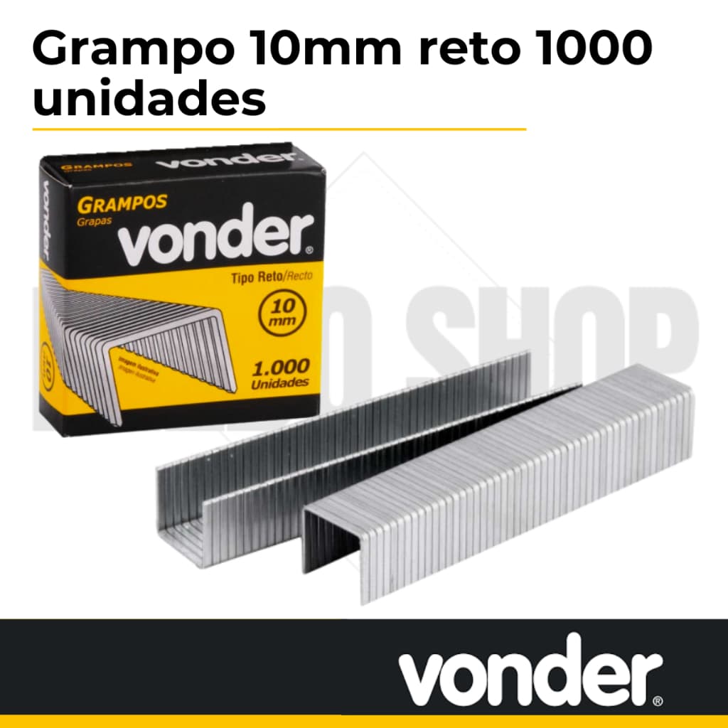 Grampo reto 10mm Com 1000 unidades para grampeadores - Vonder