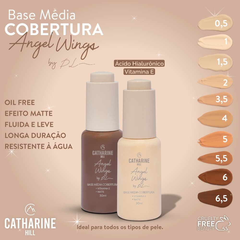 Base Líquida Chill Média Cobertura Pri Lessa Catharine Hill Vegana 30ml Angel Wings Matte