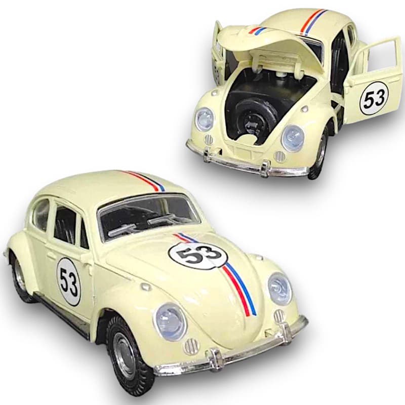 Fusca Herbie 53 Miniatura Ferro Abre Porta Capô Fricção Coleção