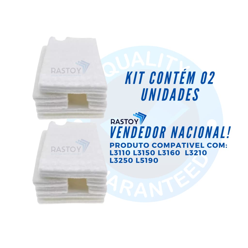 Kit 2 Feltro Almofada Absorver Esponja para Epson L3100 L3110 L3115 L3150 L3250 L3160 L5190 L5290