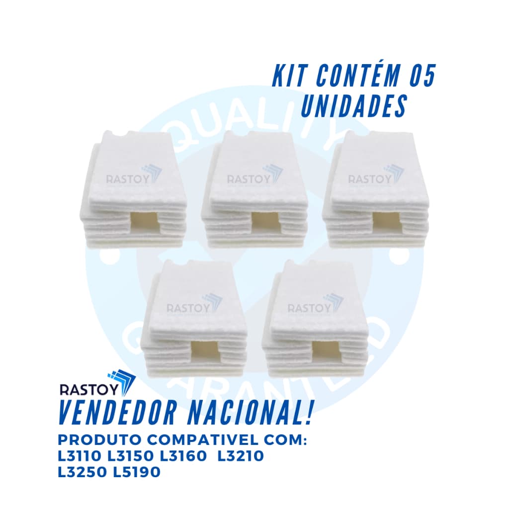 Kit 5 Feltro Almofada Esponja Absolver Compatível Epson L3100 L3110 L3115 L3150 L3250 L5190 L5290