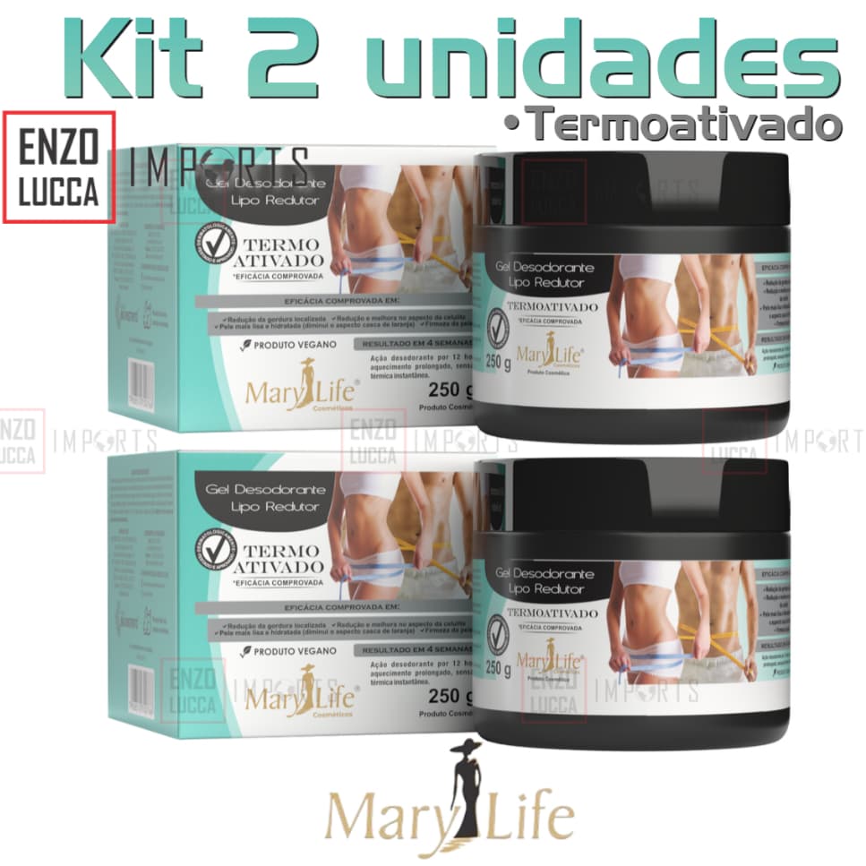 Kit 2 Gel Lipo Redutor Termo Ativado 250g - Mary Life